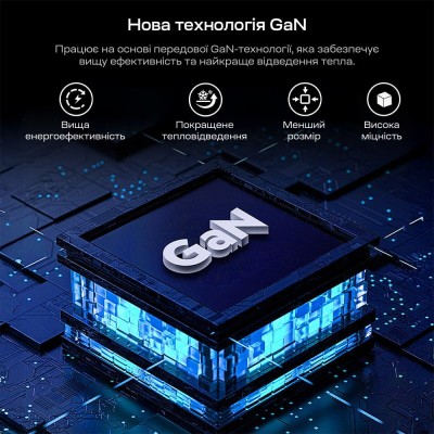 Сітчасте зарядне пристрій Choetech PD6011 Ultra thin PD67W GAN A+C White