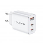 Мережевий зарядний пристрій Choetech PD3046 PD30W GAN USB-A+2xUSB-C White