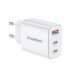 Мережевий зарядний пристрій Choetech PD3046 PD30W GAN USB-A+2xUSB-C White
