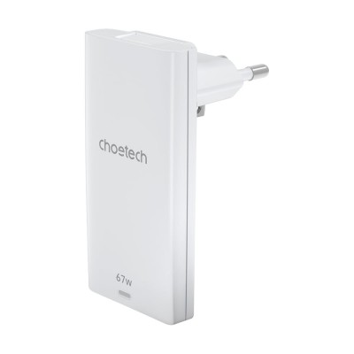 Сітчасте зарядне пристрій Choetech PD6011 Ultra thin PD67W GAN A+C White
