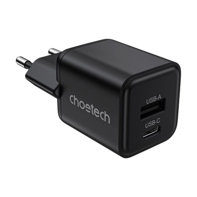Мережевий зарядний пристрій Choetech PD5012 mini PD30W GAN A+C Black