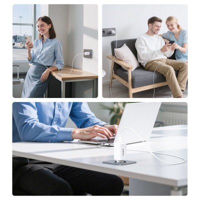 Мережевий зарядний пристрій Choetech PD9006 PD65W GAN USB-A+2xUSB-C White