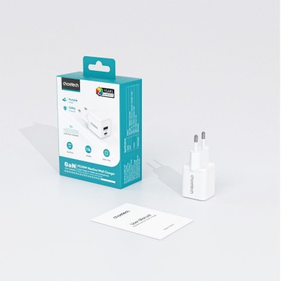 Мережевий зарядний пристрій Choetech PD6052 PD35W GAN A+C White