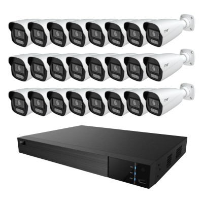 Комплект IP-видеонадзора на 24 камеры TVT IP-Video Kit 24x6Mp (B): 24 цилиндрических 6Mp видеокамер + 32-канальный 12Mp видеорегистратор