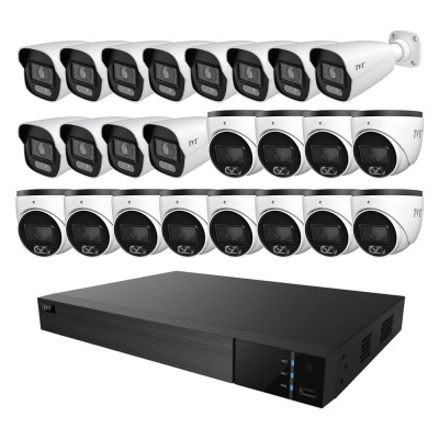 Комплект IP-відеонагляду на 24 камери TVT IP-Video Kit 24x6Mp (T/B): 12 купольних 6Mp відеокамер + 12 циліндричних 6Mp відеокамер + 32-канальний 12Mp відеореєстратор