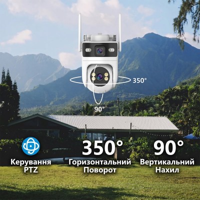 IP PTZ-відеокамера з WiFi 4Mp+4Mp Light Vision VLC-9304WI/2C (Tuya) f=4mm, ІЧ+LED-підсвічування, з мікрофоном