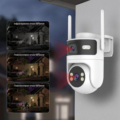 IP PTZ-відеокамера з WiFi 4Mp+4Mp Light Vision VLC-9304WI/2C (Tuya) f=4mm, ІЧ+LED-підсвічування, з мікрофоном