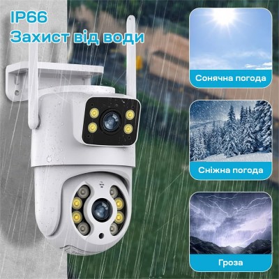 IP PTZ-відеокамера з WiFi 3Mp+3Mp Light Vision VLC-9130WI/2C (Tuya) f=3.6mm+3.6mm, ІЧ+LED-підсвічування, з мікрофоном
