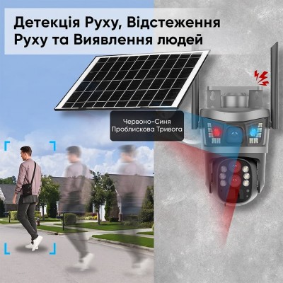 IP PTZ-відеокамера автономна з 4G та сонячною панеллю 3Mp+3Mp Light Vision VLC-9530IG10Z/2C3S (Solar) f=4+8mm, на акумуляторних батареях