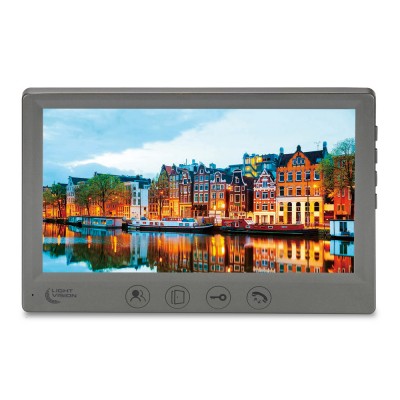 Комплект відеодомофона Light Vision: домофон 7" AMSTERDAM FHD Grey та відеопанель RIO FHD Gold