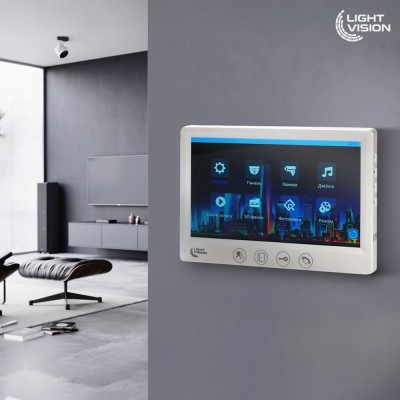 Комплект відеодомофона Light Vision: домофон 7" AMSTERDAM FHD White та відеопанель RIO FHD Grey