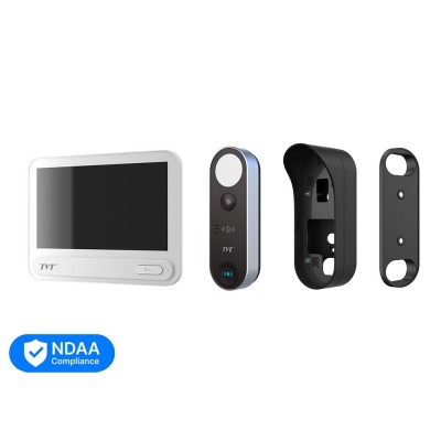 Комплект IP-відеодомофона із WiFi TVT TE-KT6101-001 White: відеодомофон 7" TD-E2137-PE/TP/WF, відеопанель 2Mp TD-E3110-IC/PE/WF, кутовий кронштейн, монтажна коробка з козирком Комплект IP-відеодомофона із WiFi TVT TE-KT6101-001 White: відеодомофон 7" TD-E2137-PE/TP/WF, відеопанель 2Mp TD-E3110-IC/PE/WF, кутовий кронштейн, монтажна коробка з козирком