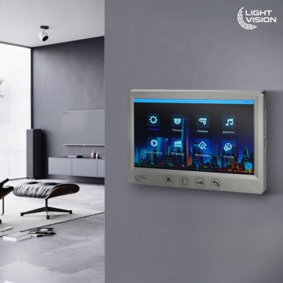 Комплект відеодомофону Light Vision з електрозамком: домофон 7" AMSTERDAM FHD Grey, відеопанель 2Mp RIO FHD Grey, електромеханічний замок Trinix TRX Fass Steel