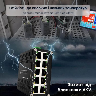 PoE-комутатор 10-портовий E-LINK LNK-IMC010GPB з 8 портами PoE PoE-комутатор 10-портовий E-LINK LNK-IMC010GPB з 8 портами PoE