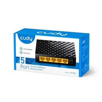 Комутатор 5-портовий некерований Cudy GS105D гігабітний Комутатор 5-портовий некерований Cudy GS105D гігабітний