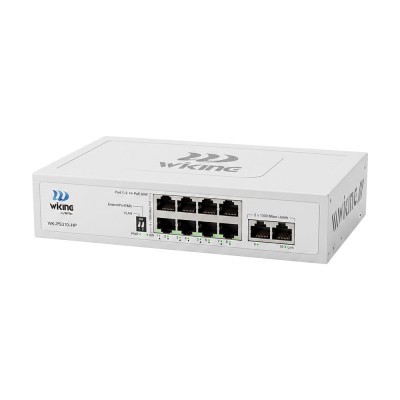 PoE-коммутатор 10-портовый неуправляемый Wiking WK-PS310-HP гигабитный, 8x1000Mbps PoE, 2x1000Mbps Uplink, 110W