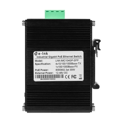 PoE-комутатор 5-портовий E-LINK LNK-IMC104GP-SFP IN 12-48V PoE-комутатор 5-портовий E-LINK LNK-IMC104GP-SFP IN 12-48V