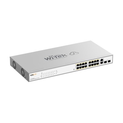 PoE-коммутатор 20-портовый управляемый Wi-Tek WI-PCES320GFH гигабитный 16x1000Mbps PoE+, 2x1000Mbps Uplink, 2xSFP, 130W, Cloud, ONVIF