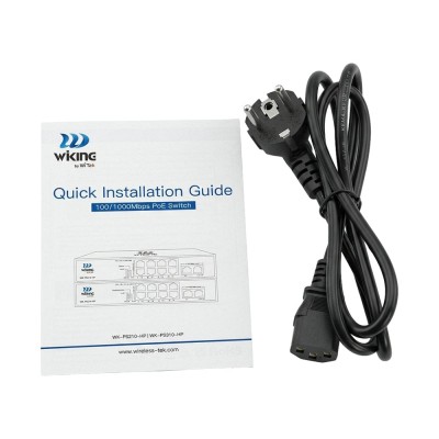 PoE-коммутатор 10-портовый неуправляемый Wiking WK-PS310-HP гигабитный, 8x1000Mbps PoE, 2x1000Mbps Uplink, 110W