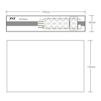 PoE-комутатор 10-портовий TVT TD-B2208S1-PGU з 8 портами PoE