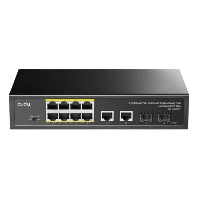 PoE-коммутатор 12-портовый неуправляемый Cudy GS1010PS2 гигабитный с 8 портами PoE+, 120W