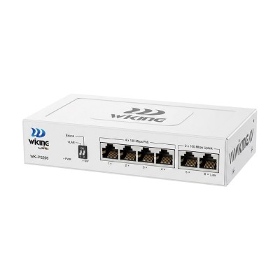 PoE-коммутатор 6-портовый неуправляемый Wiking WK-PS206 V2, 4x100Mbps PoE, 2x100Mbps Uplink, 45W