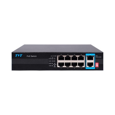 PoE-коммутатор 10-портовый TVT TD-B2208S1-PGU с 8 портами PoE PoE-коммутатор 10-портовый TVT TD-B2208S1-PGU с 8 портами PoE