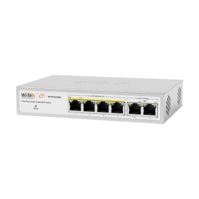 PoE-коммутатор 6-портовый управляемый Wi-Tek WI-PCES306G V2 гигабитный, 4x1000Mbps PoE+, 2x1000Mbps Uplink, 60W, Cloud, ONVIF