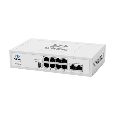 PoE-коммутатор 10-портовый неуправляемый Wiking WK-PS210 V2, 8x100Mbps PoE, 2x100Mbps Uplink, 76W