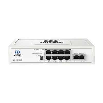 PoE-коммутатор 10-портовый неуправляемый Wiking WK-PS310-HP гигабитный, 8x1000Mbps PoE, 2x1000Mbps Uplink, 110W