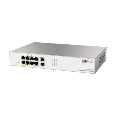 PoE-коммутатор 10-портовый управляемый Wi-Tek WI-PCES310G гигабитный 8x1000Mbps PoE+, 2x1000Mbps Uplink, 110W, Cloud, ONVIF