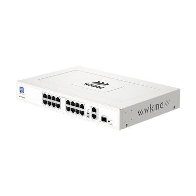 PoE-коммутатор 19-портовый неуправляемый Wiking WK-PS219GF, 16x100Mbps PoE, 2x1000Mbps Uplink, 1x1000Mbps SFP, 180W