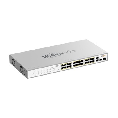 PoE-комутатор 28-портовий керований Wi-Tek WI-PCES328GFH гігабітний 24x1000Mbps PoE+, 2x1000Mbps Uplink, 2xSFP, 235W, Cloud, ONVIF
