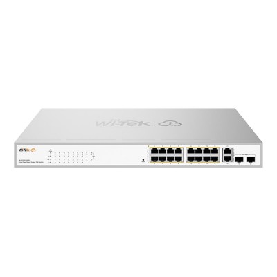 PoE-коммутатор 20-портовый управляемый Wi-Tek WI-PCES320GFH гигабитный 16x1000Mbps PoE+, 2x1000Mbps Uplink, 2xSFP, 130W, Cloud, ONVIF