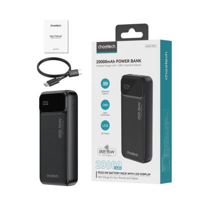 Повербанк 20000mAh Choetech B729 Black 22.5W QC3.0 PD3.0 Повербанк 20000mAh Choetech B729 Black 22.5W QC3.0 PD3.0