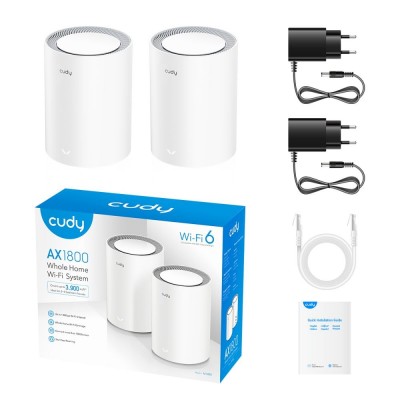 Маршрутизатор WiFi Mesh-система WiFi 6 Cudy M1800 (2-Pack) 2 штуки дводіапазонні гігабітні AX1800 Маршрутизатор WiFi Mesh-система WiFi 6 Cudy M1800 (2-Pack) 2 штуки дводіапазонні гігабітні AX1800