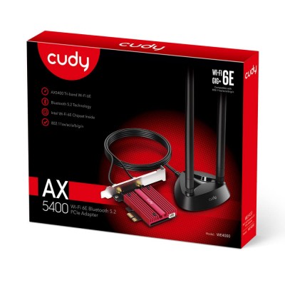 Адаптер WiFi 6E Cudy WE4000 AX5400 PCI Express трехдиапазонный с Bluetooth 5.2
