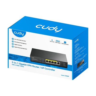 Контроллер точек доступа AP/гигабитный VPN-маршрутизатор Cudy C200P с 4 портами PoE+