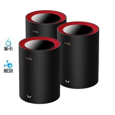 Маршрутизатор WiFi Mesh-система WiFi 6 2.5G Cudy M3000 Black (3-Pack) 3 штуки двухдиапазонные Маршрутизатор WiFi Mesh-система WiFi 6 2.5G Cudy M3000 Black (3-Pack) 3 штуки двухдиапазонные