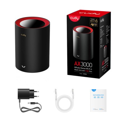 Маршрутизатор WiFi Mesh-система WiFi 6 2.5G Cudy M3000 Black (1-Pack) дводіапазонний AX3000 Маршрутизатор WiFi Mesh-система WiFi 6 2.5G Cudy M3000 Black (1-Pack) дводіапазонний AX3000