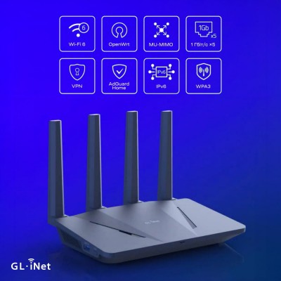 WiFi 6 маршрутизатор GL.iNet Flint (GL-AX1800-EU) гігабітний дводіапазонний WiFi 6 маршрутизатор GL.iNet Flint (GL-AX1800-EU) гігабітний дводіапазонний