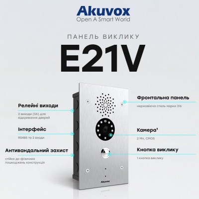 IP-відеопанель 2Mp Akuvox E21V SIP IP-відеопанель 2Mp Akuvox E21V SIP
