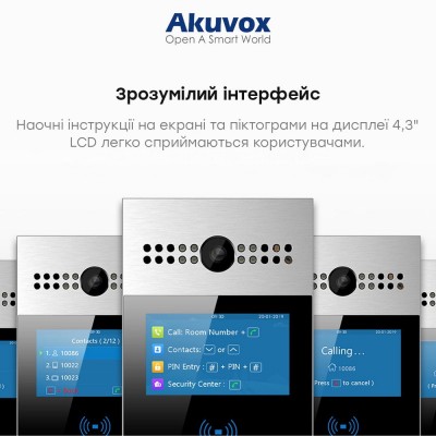 IP-відеопанель багатоабонентська 2Mp Akuvox R28A з екраном 4.3" та зчитувачем EM-Marine / Mifare / NFC IP-відеопанель багатоабонентська 2Mp Akuvox R28A з екраном 4.3" та зчитувачем EM-Marine / Mifare / NFC