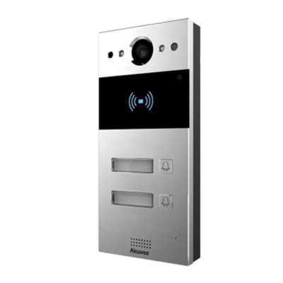 IP-відеопанель на 2 абоненти 2Mp Akuvox R20B SIP зі зчитувачем EM-Marine / Mifare / NFC