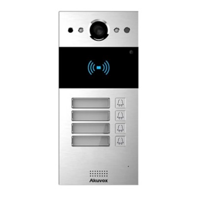 IP-відеопанель на 4 абоненти 2Mp Akuvox R20B SIP зі зчитувачем EM-Marine / Mifare / NFC
