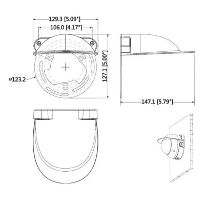 Захисний піддашок з кронштейном Dahua PFA200W для купольних камер Захисний піддашок з кронштейном Dahua PFA200W для купольних камер
