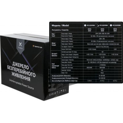 Источник бесперебойного питания Vinga VPE-850PRMU 850ВА / 480 Вт с LED-индикацией с USB в металлическом корпусе