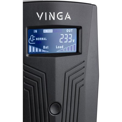 Источник бесперебойного питания Vinga VPC-800P 800ВА / 480 Вт с LCD-дисплеем в пластиковом корпусе