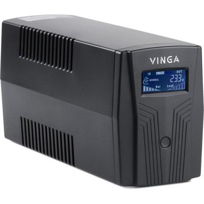 Источник бесперебойного питания Vinga VPC-600PU 600ВА / 360 Вт с LCD-дисплеем с USB в пластиковом корпусе