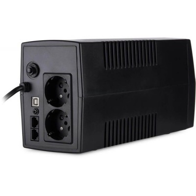 Джерело безперебійного живлення Vinga VPC-800PU 800ВА / 480 Вт з LCD-дисплеєм з USB у пластиковому корпусі
